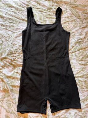 Black Ribbed Sleeveless Jumpsuit - Stretch Knit